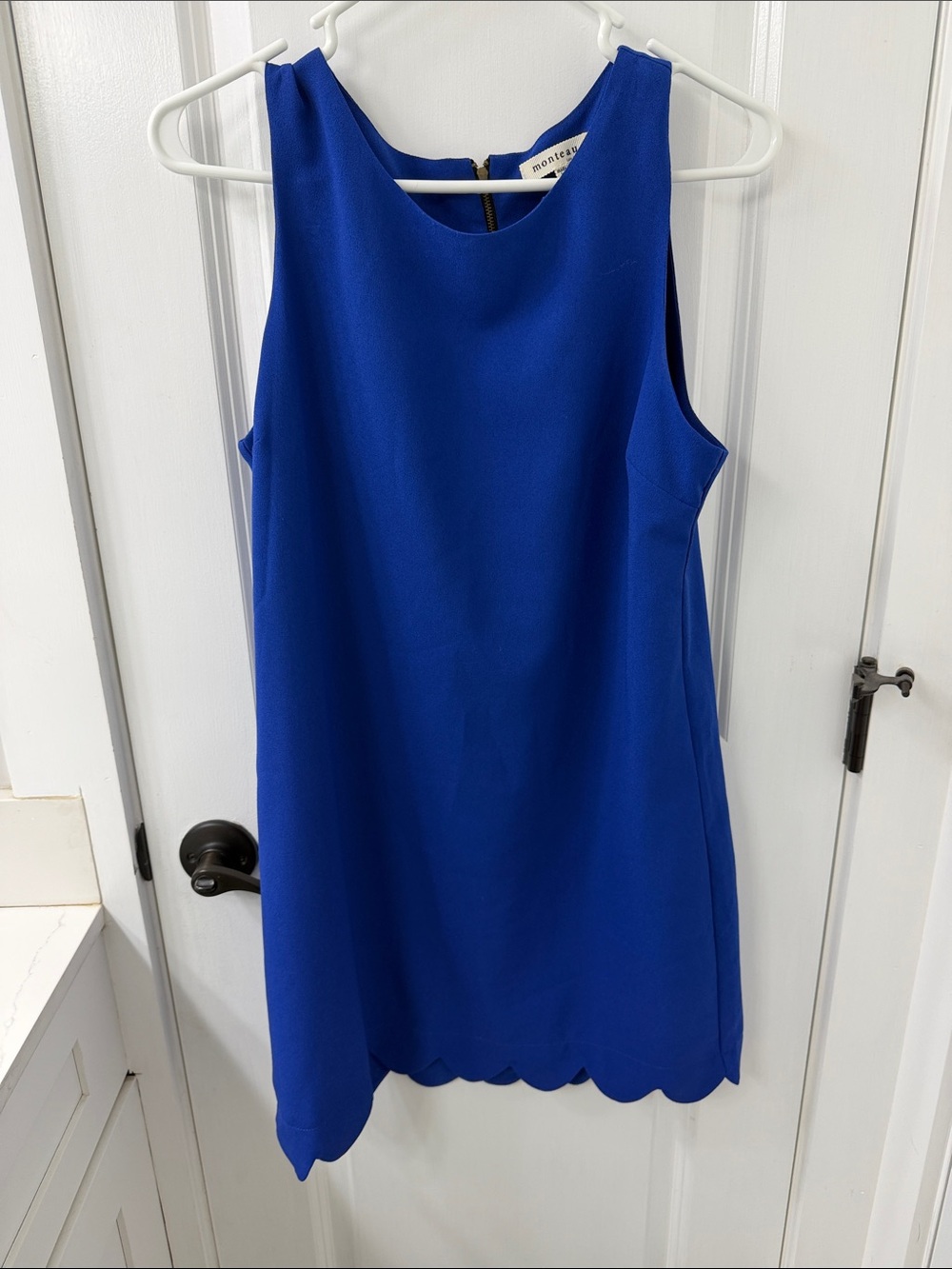 Monteau Sleeveless Scallop-Hem Mini Dress in Royal Blue